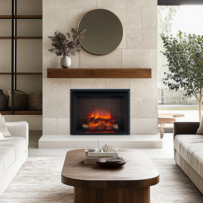 Puraflame Ayame Electric Fireplace Insert with Fire Crackling Sound, Remote Control, 750/1500W, Black, 33 1/16 Inches Wide, 25 9/16 Inches High