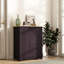 Armoire de cuisine - Buffet de comptoir en bois massif avec 2 tiroirs, portes et tablette réglable de style café