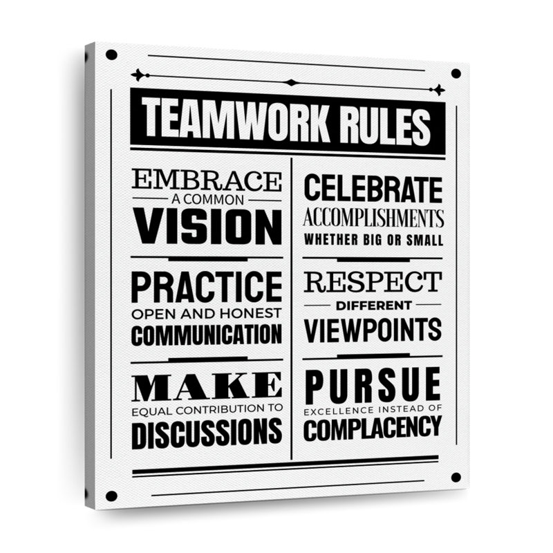 «Teamwork Rules» sur impression sur toile, H 40 po x l 32 po x P 1,25 po
