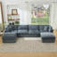 Oversized Down-Filled Modular Sofa With Ottomans-1419937234