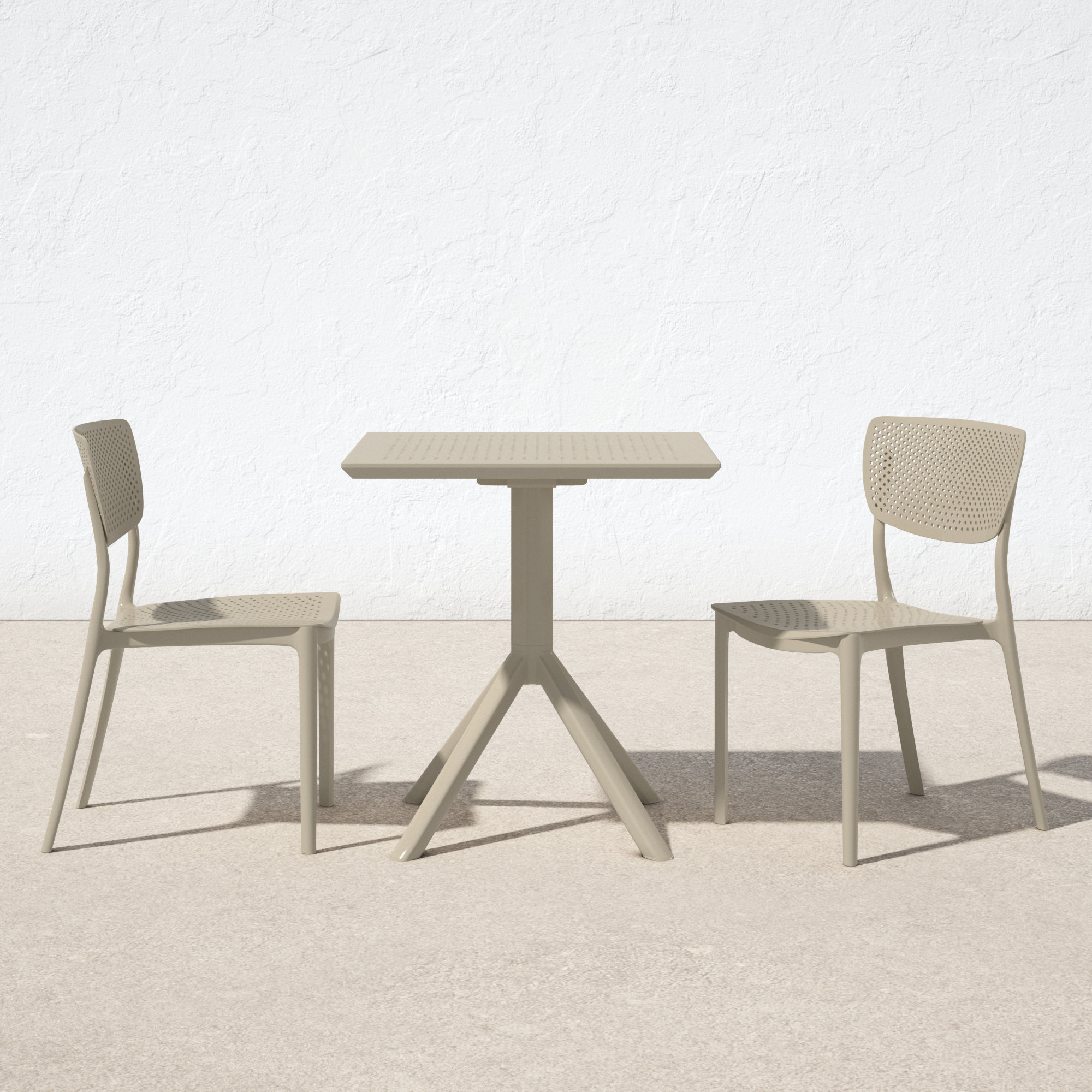 Farrah 31" Square 2-Person Bistro Set, Taupe, 27.5" D x 27.5" W x 29.5" H
