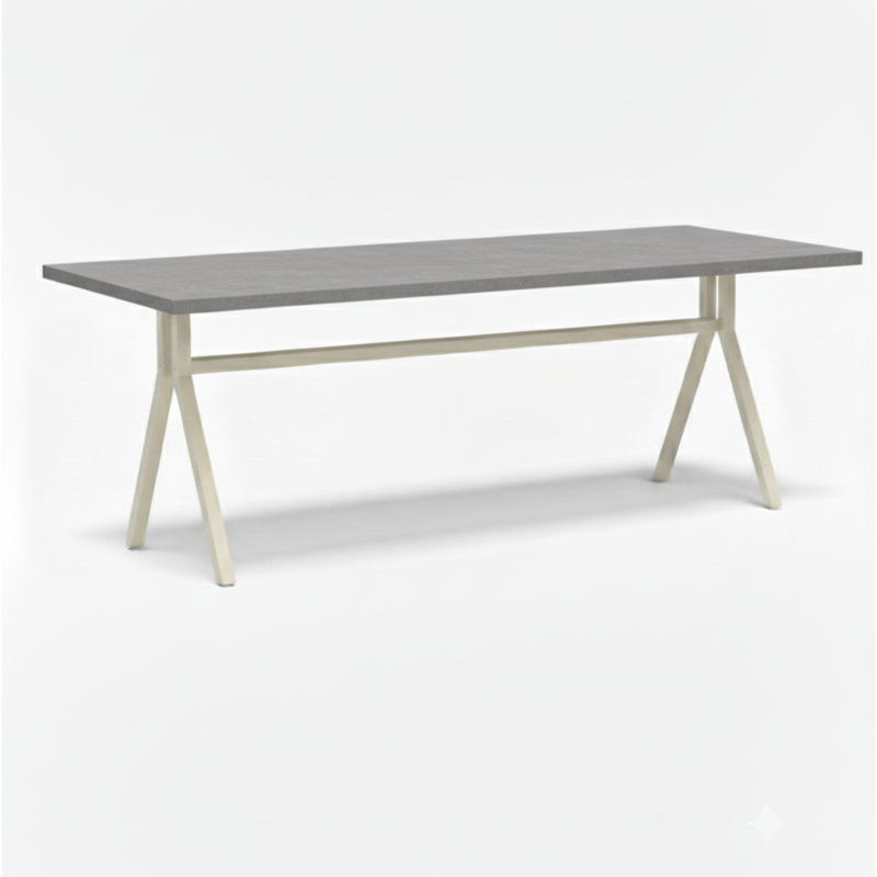 Strut Dining Table, 30"H x 72"L x 42"W, Gray, White