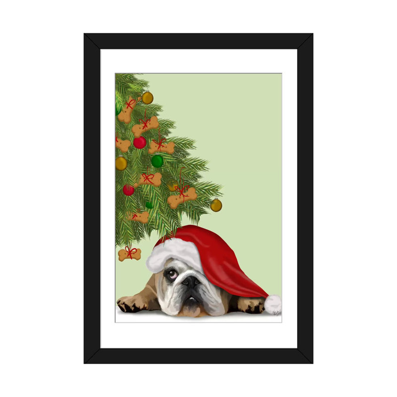 « english bouledogue cookie tree », reproduction sur toile tendue Fab Funky, H 24 po x l 16 po x P 1 po, Blanc
