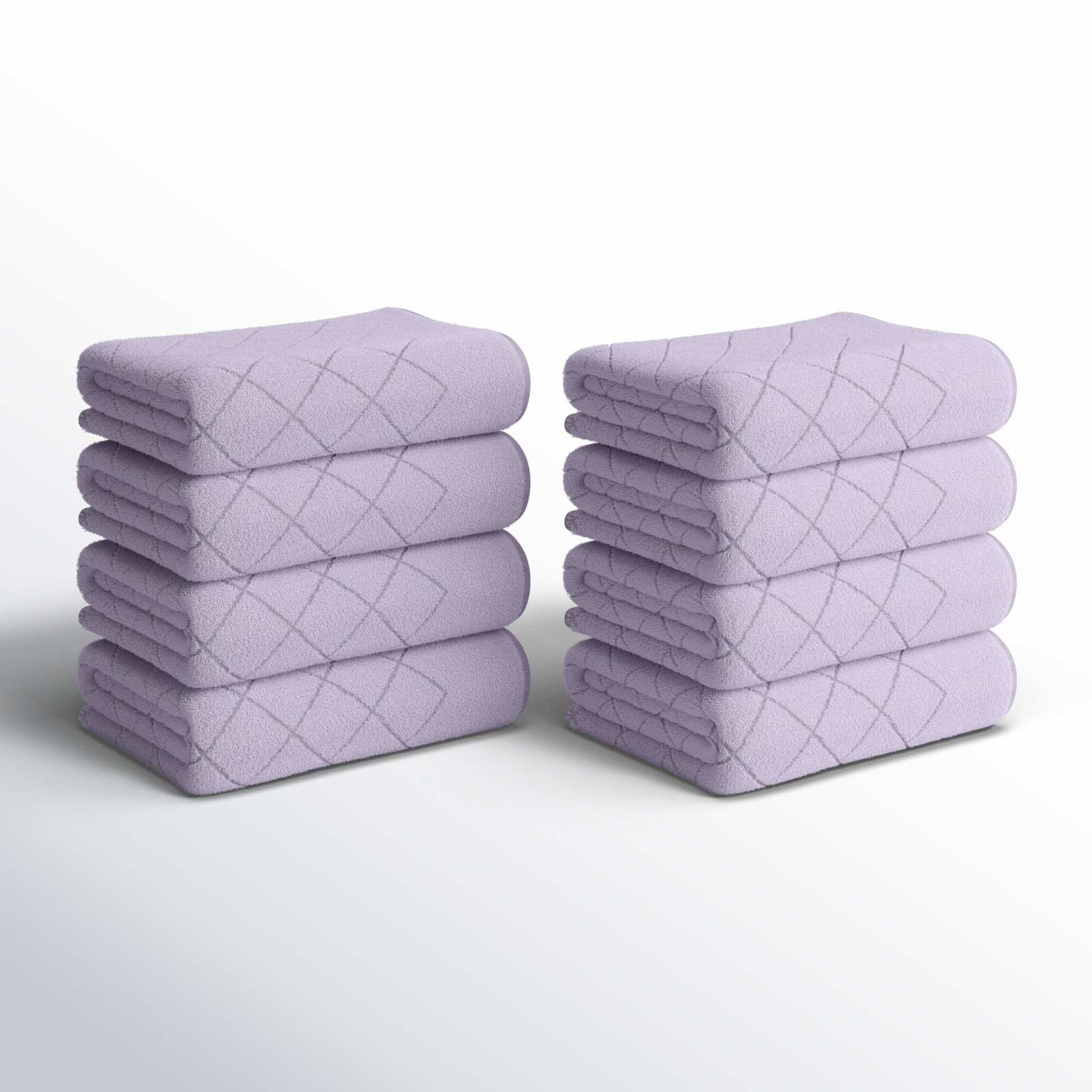 Geometric Turkish Cotton Washcloths, Lilac