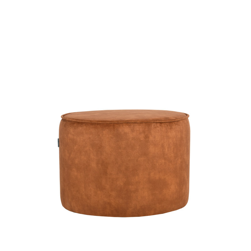 55cm Wide Round Solid Colour Pouffe Ottoman, Ochre