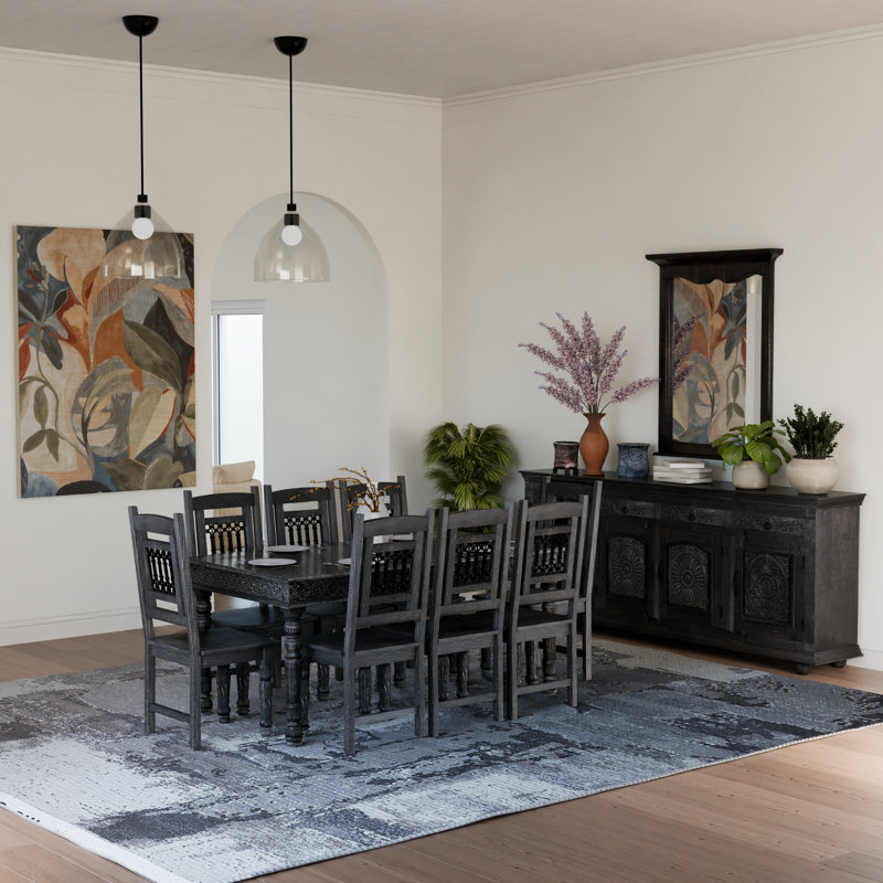 Pacjo Solid Wood Dining Chairs (Set of 2), Black