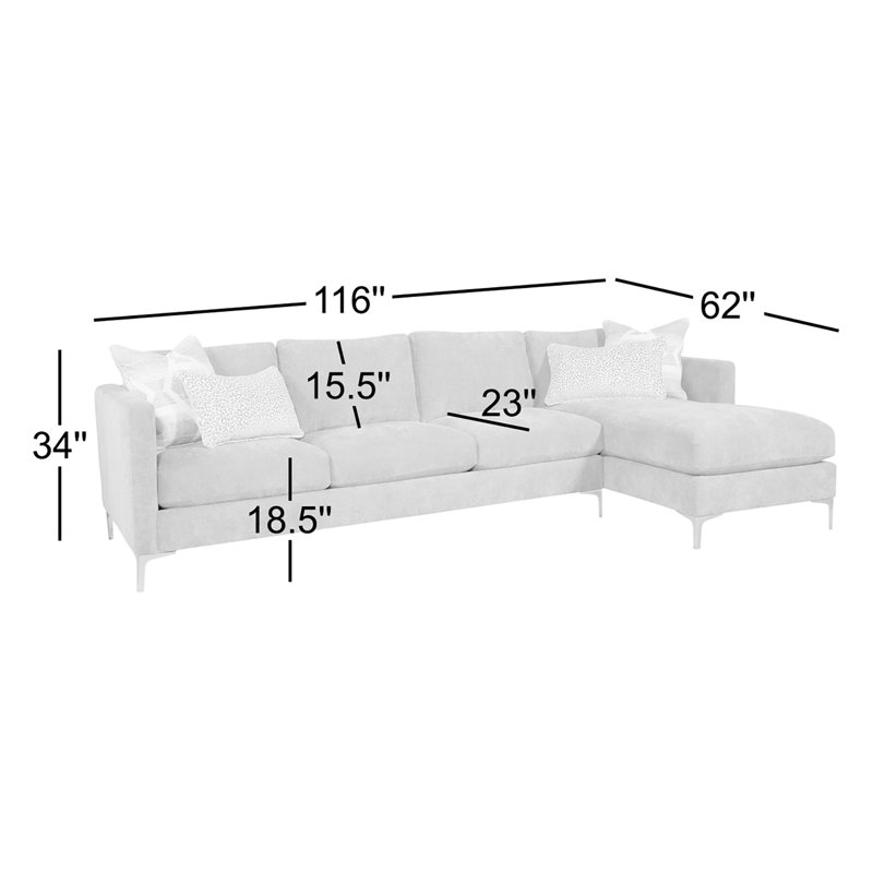 Upholstered Sectional, Right Hand Facing, Elite Ash; 0321-83