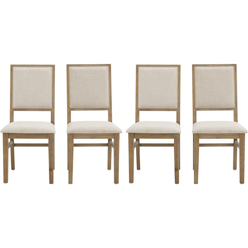 Ensemble de 4 chaises de salle à manger rembourrées Modern Woodhouse, brun rustique et crème