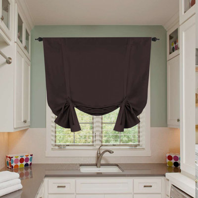 Curtain Thermal Insulated Tie Up Window Shade Light Blocking Curtains for Bathroom, Rod Pocket Single Panel