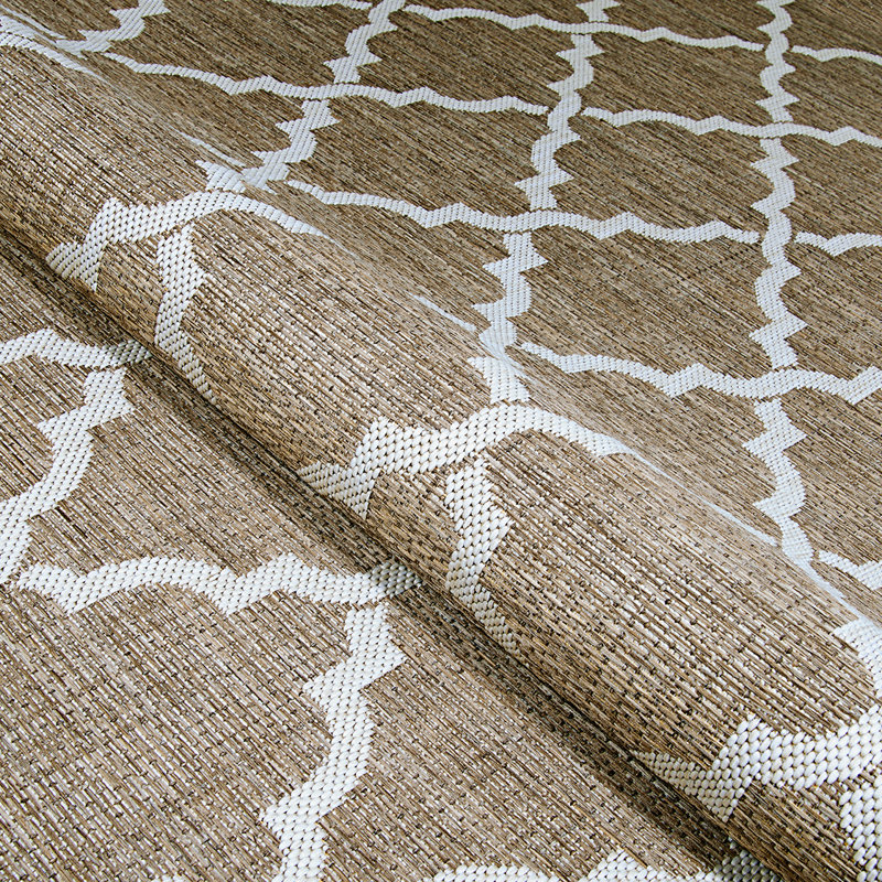 Broddrick Geometric Taupe Sand Indoor Outdoor Area Rug, Rectangle 7'6" x 10'9"