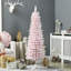 Arbre de Noël artificiel enneigé 5 pi, arbre de Noël mince avec branches réalistes et base en plastique pour décoration d'intérieur, rose-797867167
