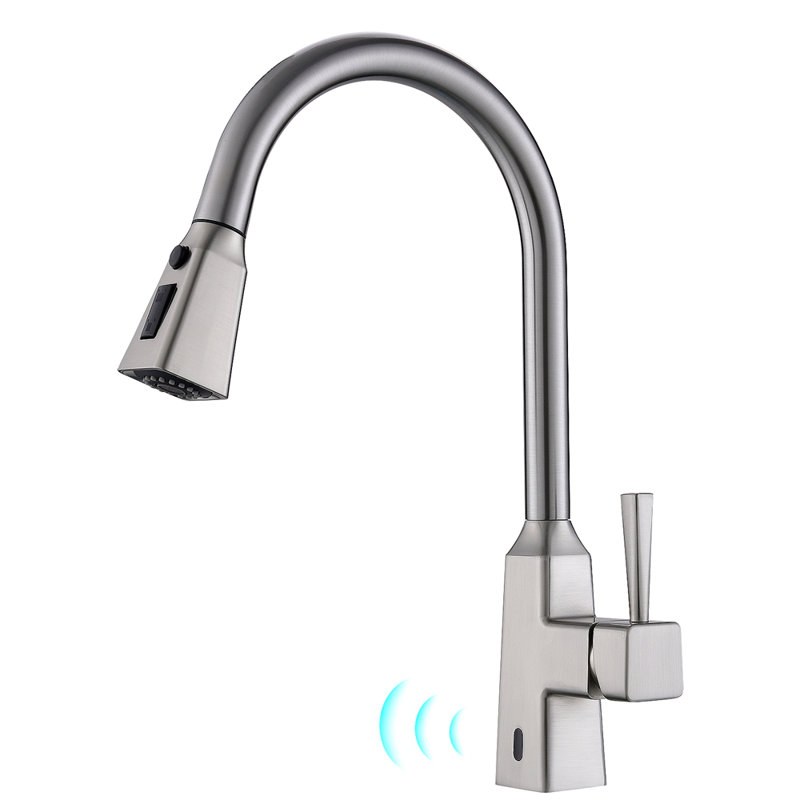 Robinet de cuisine sans contact, robinet de cuisine intelligent automatique mains libres, Nickel brossé