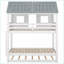 Lit simple superposé en bois de pin avec fenêtres de toit gigogne blanc gris