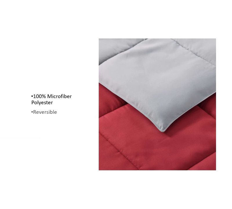 Twin Turquoise and Gray Reversible Microfiber Comforter Set