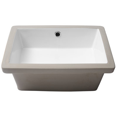 Modern Ceramic Rectangular Undermount Sink 18"X12" With Overflow - Stain-, Smooth, For Various Settings White Sleek, To Stains Different Spaces