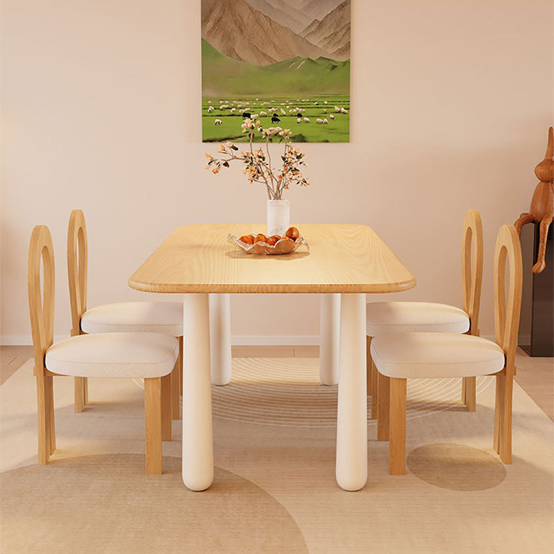 Solid Wood Rectangular Dining Table, Sturdy Legs, 29.5"H x 55.1"L x 27.6"W