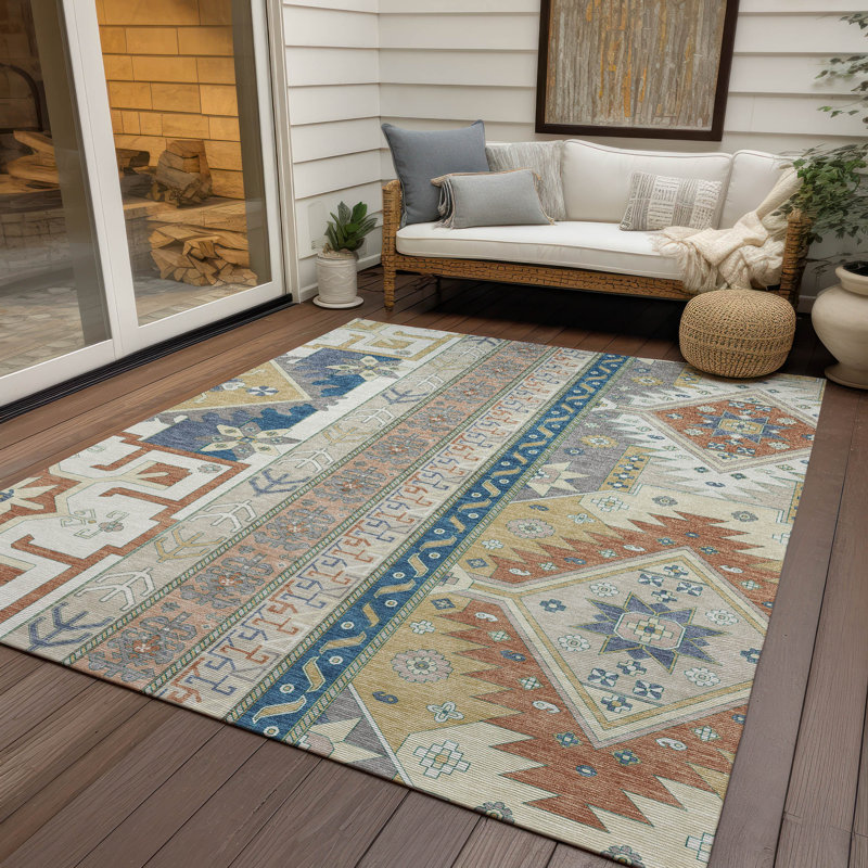 Machine Washable Indoor/Outdoor Chantille ACN1015 Ivory Rug, Rectangle 9' x 12'