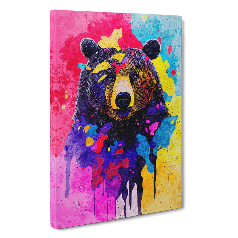A Painted Bear No.3 Abstract - Wrapped Canvas, 50cm H x 35cm W x 3cm D