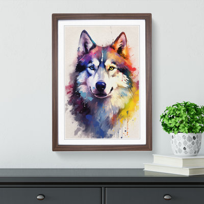 Husky Gestural - Single Picture Frame Print on Wood