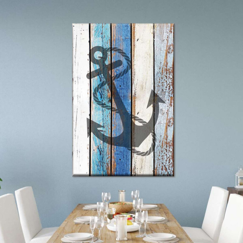 «Anchor Wooden Nautical», reproduction sur toile, H 12 po x l 8 po x P 1 po