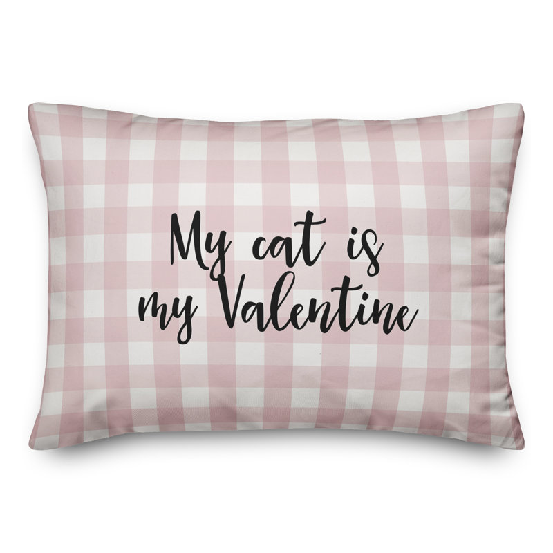  Coussin My Cat Is My Valentine, Noir / Rose