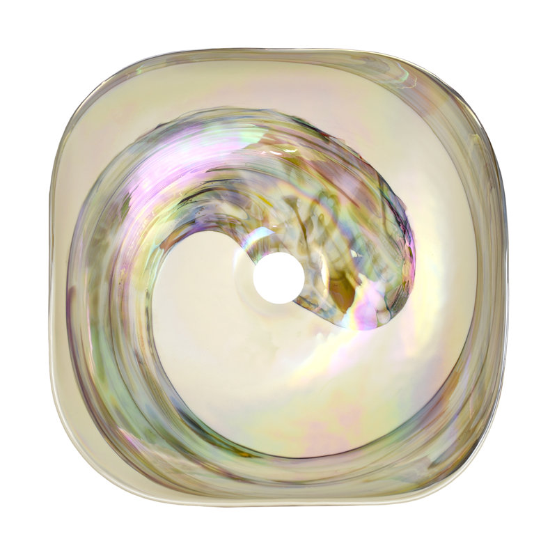 Murano Glass Specialty Vessel Bathroom Sink, Abalone