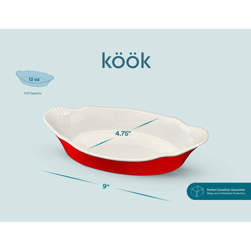 Kook 6 Piece Non-Stick Ceramic Bakeware Set, Red