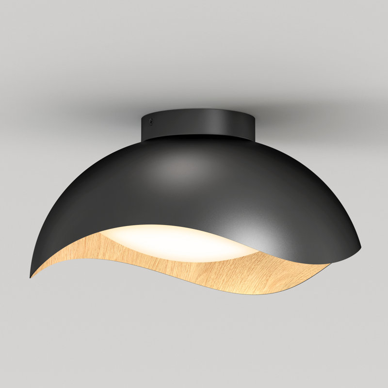 Plafonnier encastré moderne Adara, noir, finition bois