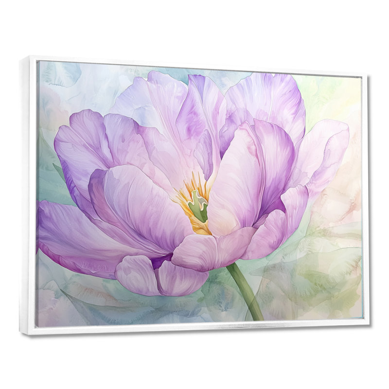 Fleur d'été de tulipe mauve II, Floater Framed Print, H 24 po x l 32 po, Blanc