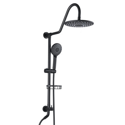 10" Rainfall & Handheld Showerhead Shower System With Matte Black Slide Globule Head And Gathering
