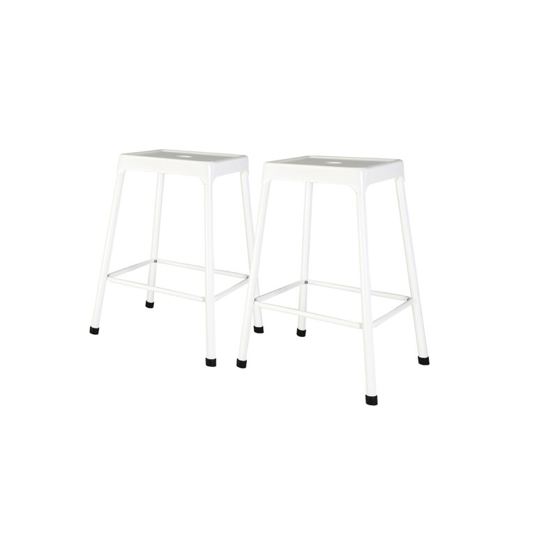 2 tabourets de comptoir en métal thermolaqué blanc - pour îlots de cuisine et barres