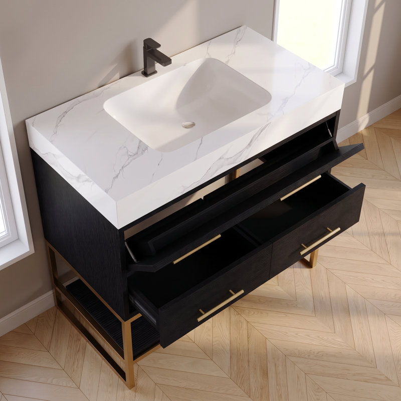 Single Bathroom Vanity with Engineered Stone Top