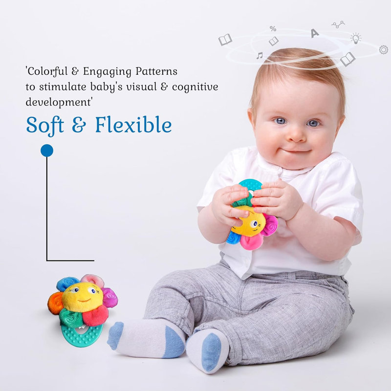 Anneau de dentition pour bébé Wristy Buddy - fleur