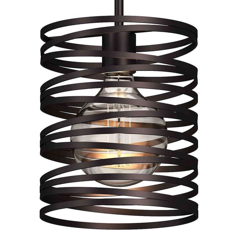 Mini-luminaire suspendu cylindrique torsadé spirale 1 lumière d'intérieur