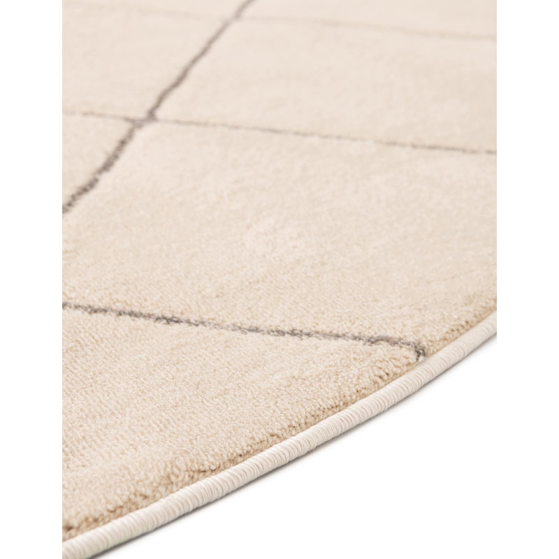 Latitude Run® Checks Novica Rug White and Silver, Round 10'