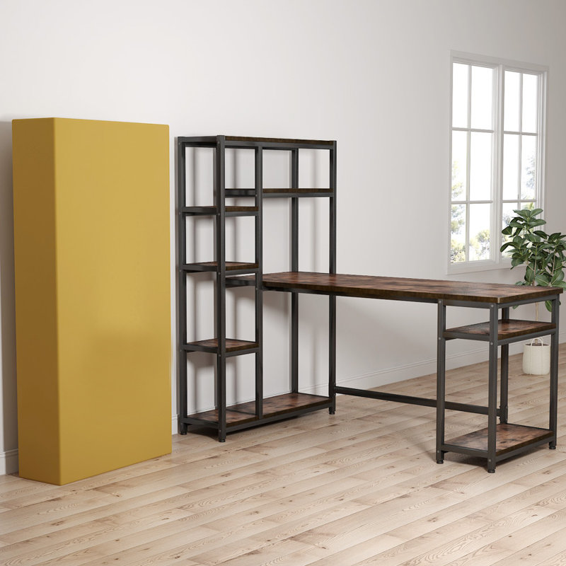 Bureau réversible avec huche Headen, Brun rustique