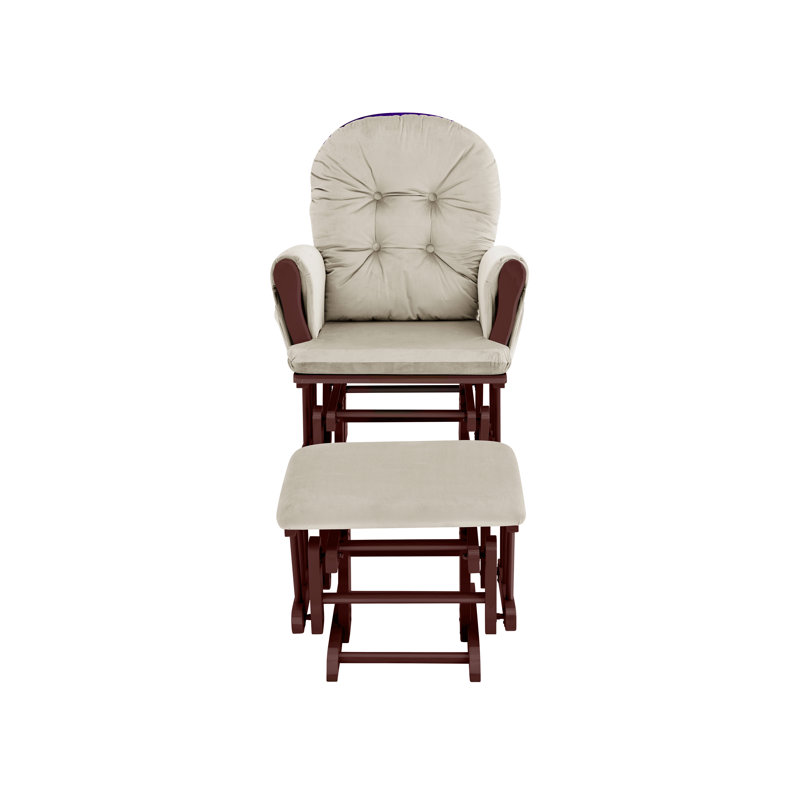 Fauteuil oscillant avec repose-pieds Mason, Beige, Espresso