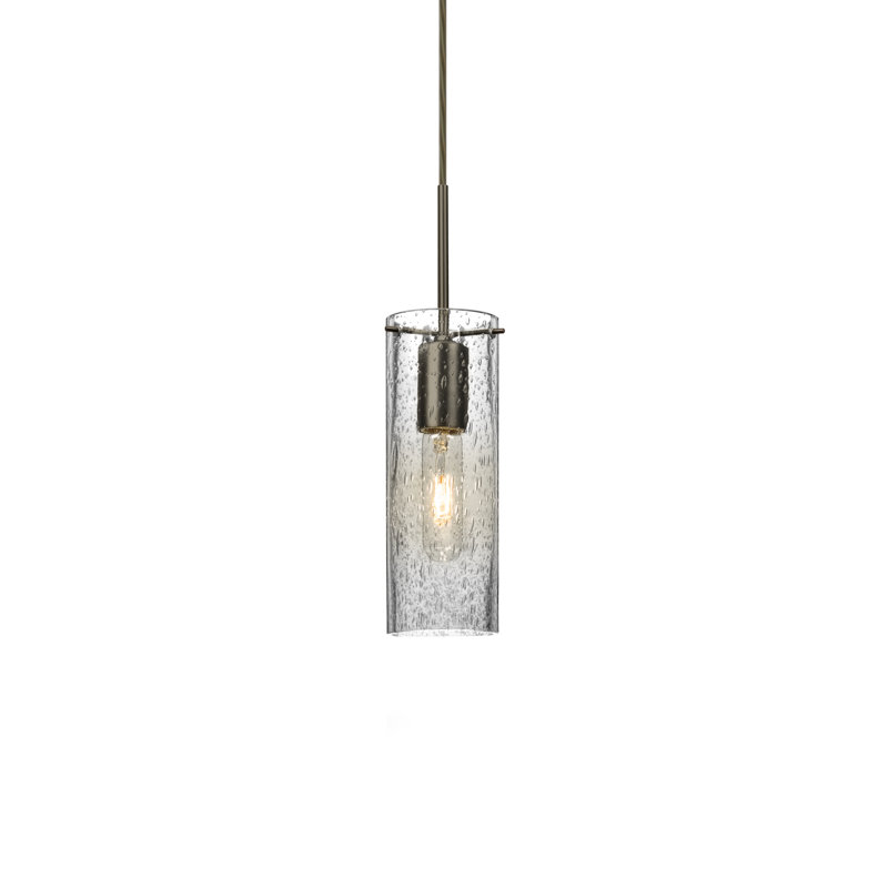 Cattalina 1 - Light Single Pendant, Clear, Brushed Bronze, 16" H x 3.5" W x 3.5" D