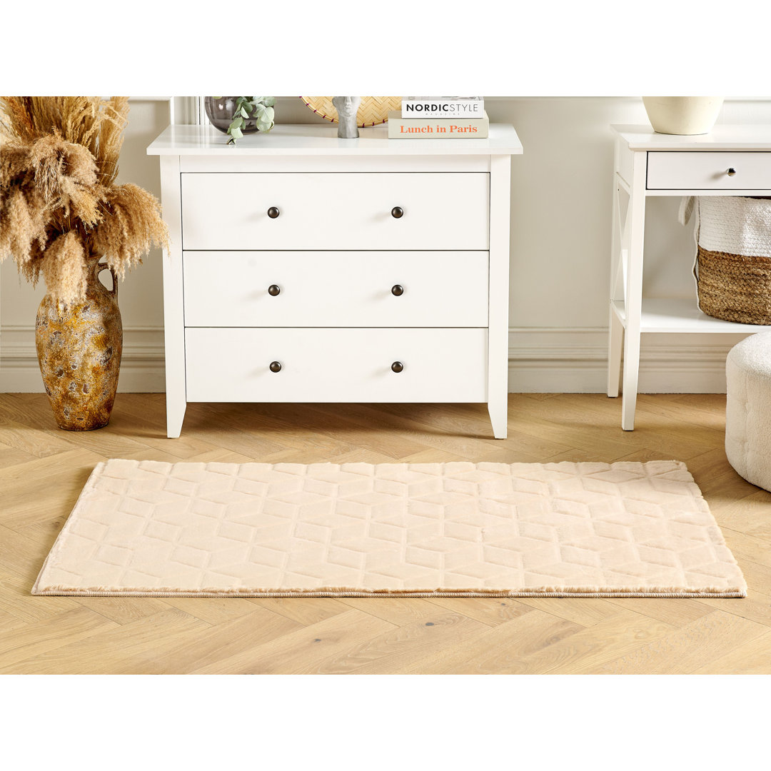 Handgefertigter Teppich Ipina in Beige