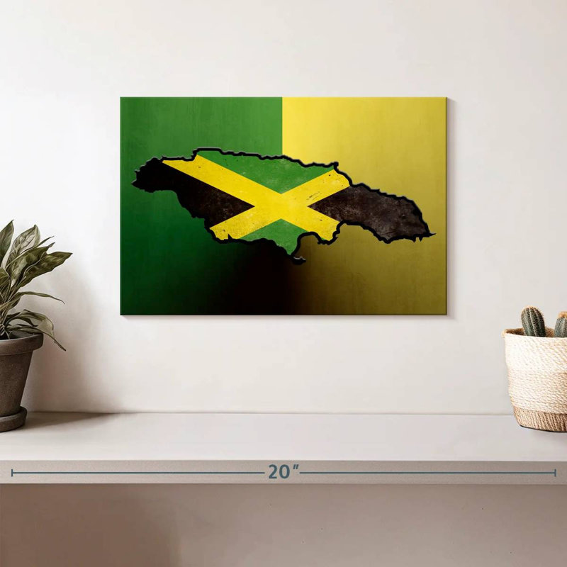 Drapeau de la Jamaïque sur toile, H 8 po x l 12 po x P 1 po