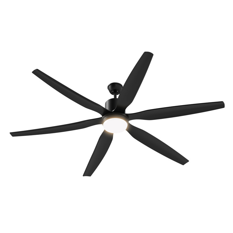 66" Ceiling Fan with 6-Speed DC Motor, Remote & App Control, and LED Light, Black