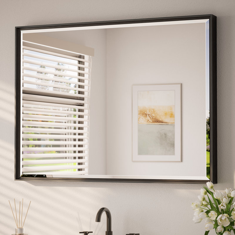 Miroir de salle de bain Areiona, Noir, 30 po x 40 po