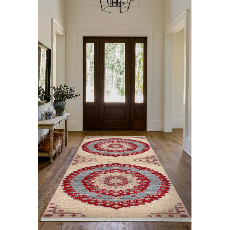 MarisolOriental Machine Printed Cotton Polyester Area Rug, Rectangle 5'3" x 7'3"