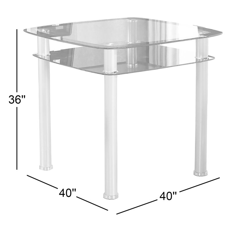 Table de salle à manger à hauteur de comptoir Pendarvis, Transparent / bordure noire, Noir