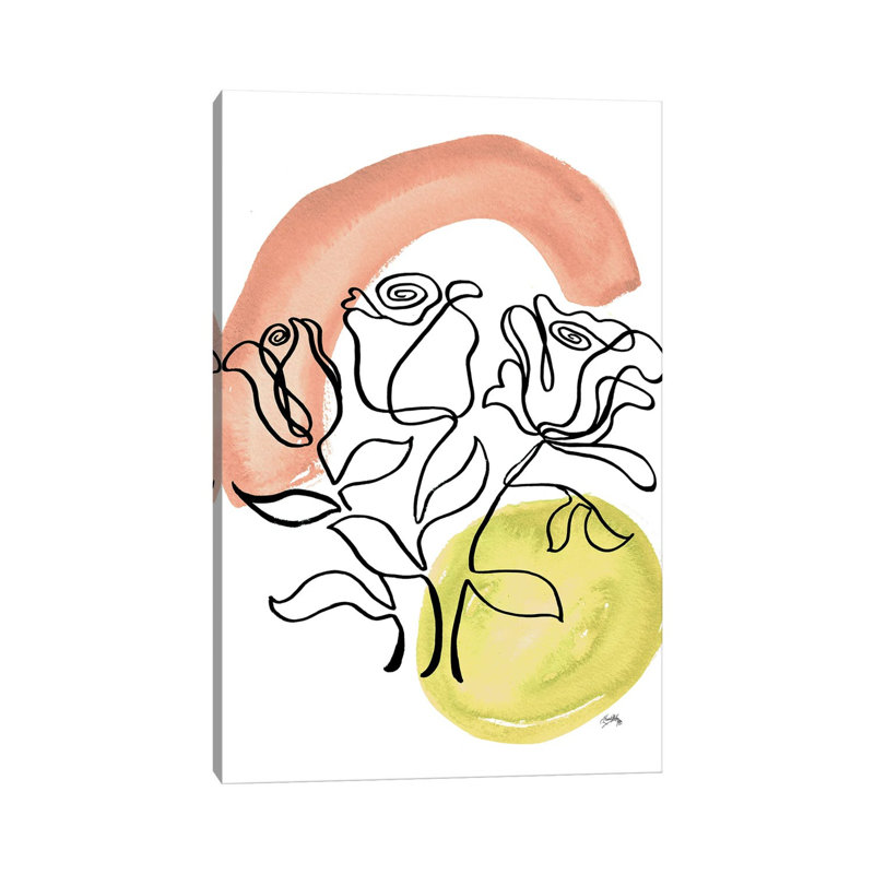 " Modern Floral Line II " by Elizabeth Medley Painting Print, 12" H x 8" W x 0.75" D