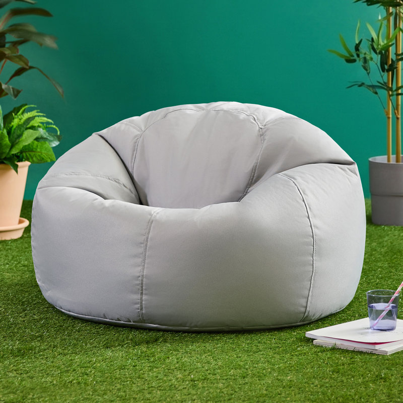 Kingston Water-Resistant Classic Bean Bag, Grey, 50cm H x 85cm W x 85cm D