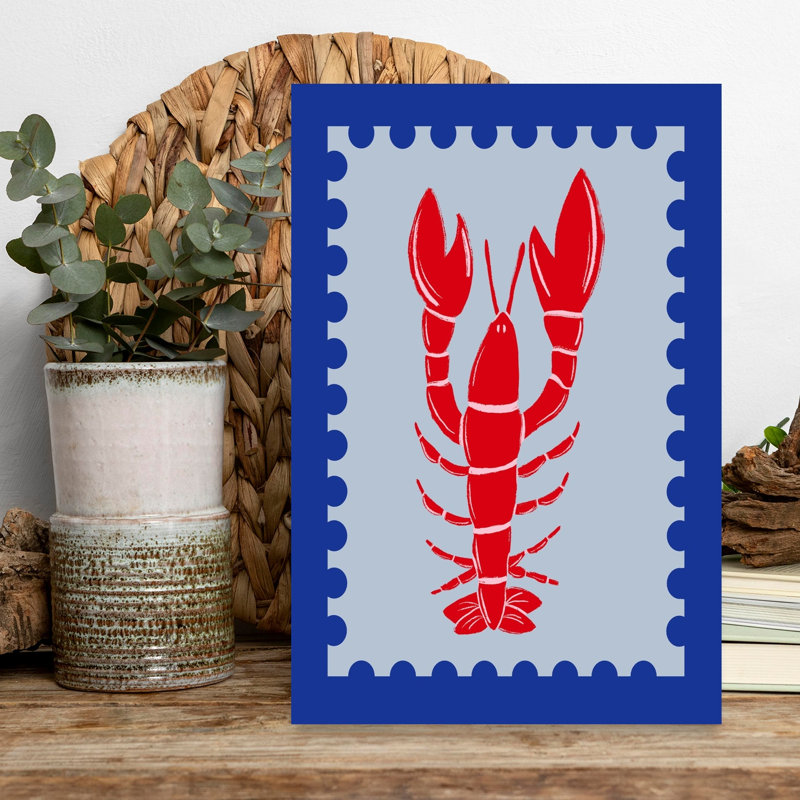 «Red Lobster Stamp», art mural océan côtier, H 18 po x l 12 po