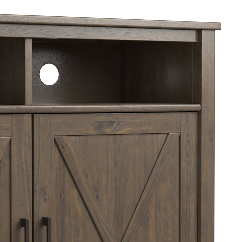 Ensemble de 2 armoires de rangement Ela SOLID WOOD avec portes et tablettes ouvertes brun clair
