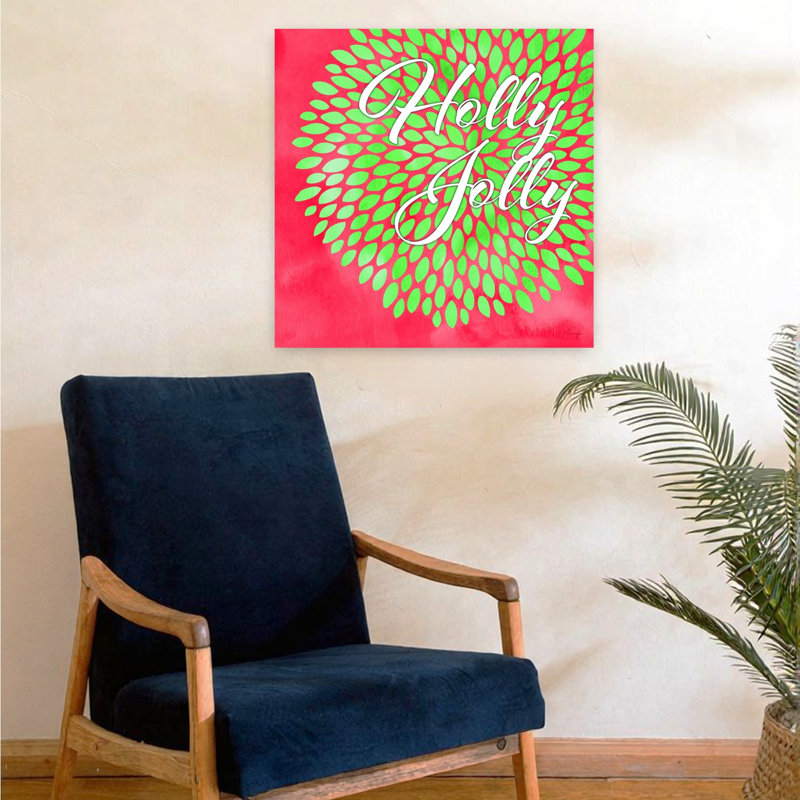 Holly Jolly, art abstrait contemporain hivernal, H 24 po x l 24 po