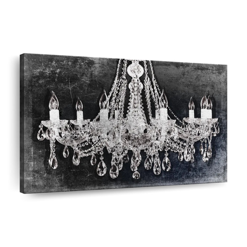 Lustre en cristal grunge sur toile, H 8 po x l 12 po x P 1 po